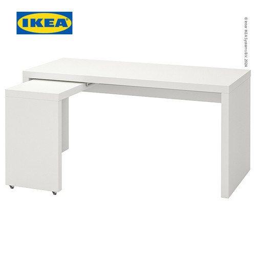 IKEA MALM Meja Putih Minimalis Dengan Laci Panel Tarik 151x65 cm