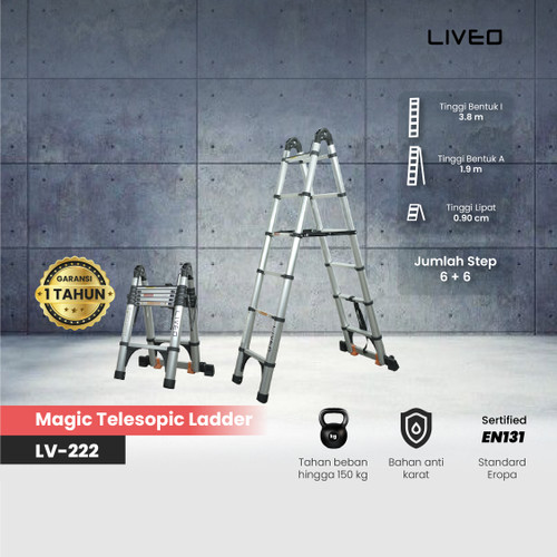 Tangga Double Magic Telescopic Liveo LV-222 / Tangga Lipat Alumunium