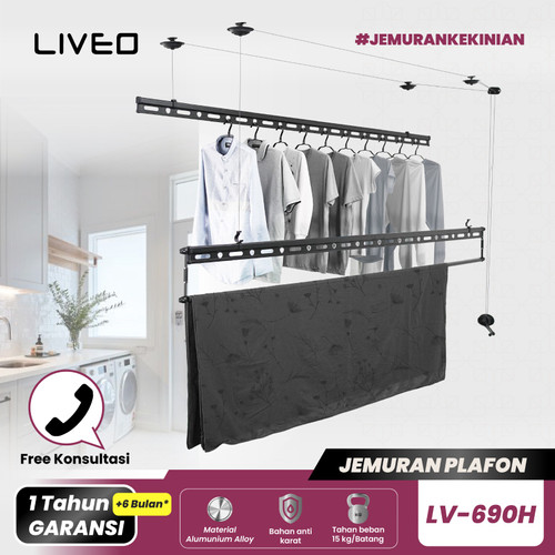 Jemuran Lifting Baju Alumunium Liveo LV-690H / Jemuran Plafond