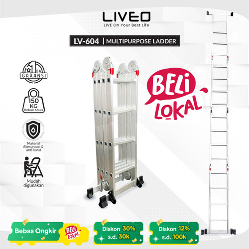 Tangga Lipat Alumunium Multipurpose Liveo LV-604 / Tangga Serba Guna