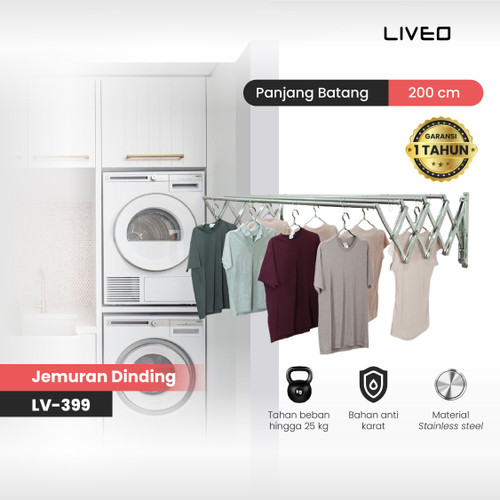 Jemuran Dinding Baju Stainless Steel Liveo LV399 Jemuran Lipat Gantung