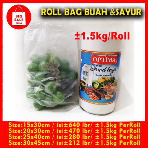 Roll bag Food/Plastik Buah Sayur/fotocopy/Multifungsi Food grade p