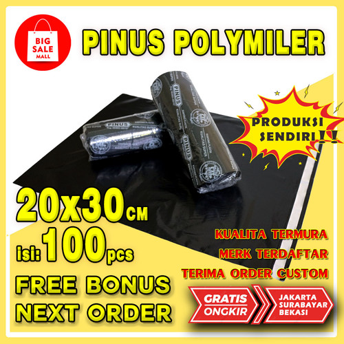 Pinus Plastik Polymailer 20 x 30cm isi 100pcs Olshop Packing +Perekat