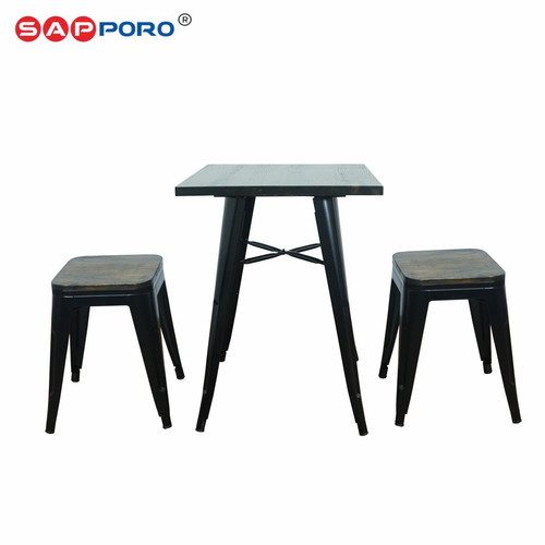 SAPPORO OVLIN - Meja Makan Set | Meja Tolix Set | Dining Table Set