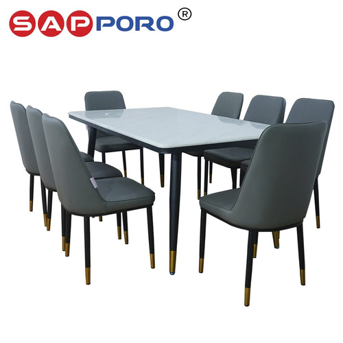 SAPPORO MAZARA - Meja Makan Set Marmer | Dining Set Marmer