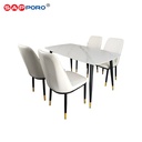 SAPPORO LAULIA - Meja Makan Set Motif Marmer | Dining Set Rock Beam