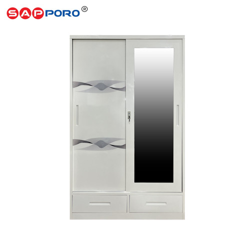 SAPPORO VIANOVA - Lemari Pakaian Besi Sliding Door Cermin