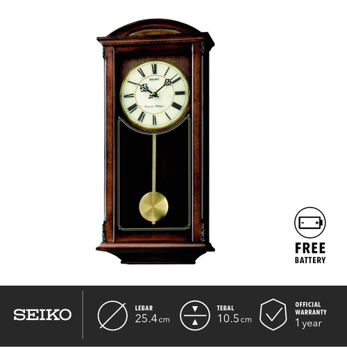 Jam Dinding Seiko QXH030B  55cm Wooden Case Automatic chime silencer Original