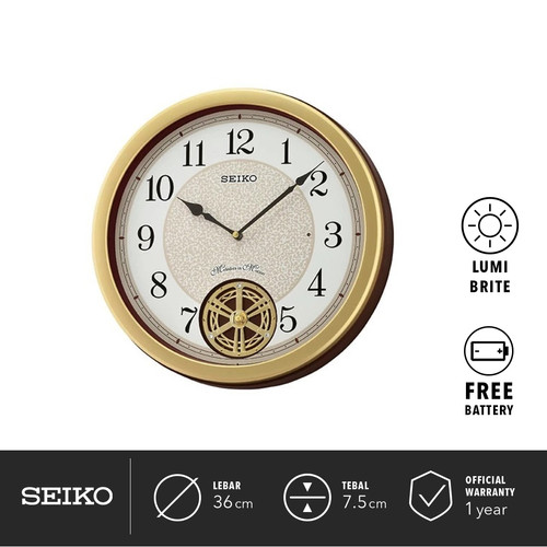 Seiko Jam Dinding QXM388G 36cm Plastic Case Coklat Original