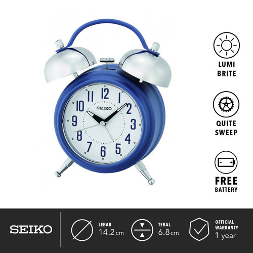 Jam Weker Beker Seiko QHK051L Detik Senyap Glow in the dark Ori