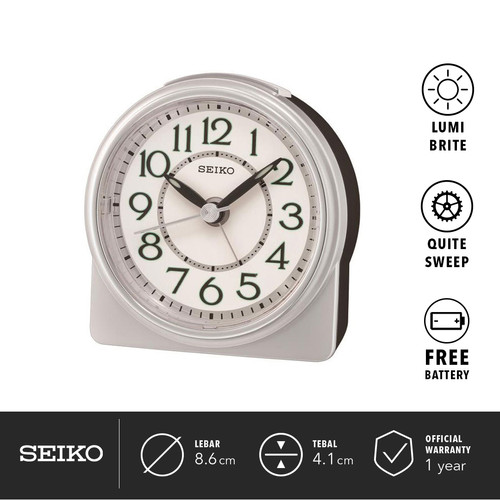 Jam Weker Beker Seiko QHE165S Detik Senyap Glow in the dark Original