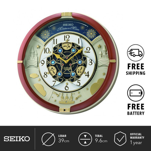 Jam Dinding Seiko QXM378B 39cm Marble Pattern Melodies in Motion Ori