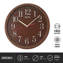 Jam Dinding Seiko QXA737Z Detik Senyap Sweep Brown 36cm Original