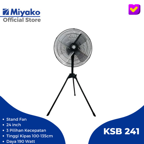 Miyako KSB 241 Stand Fan Kipas Angin Berdiri Industrial 24 Inch