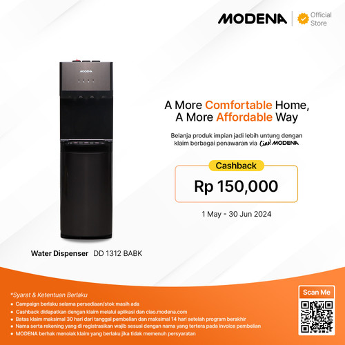 MODENA Water Dispenser - DD 1312 BABK (Galon Bawah)