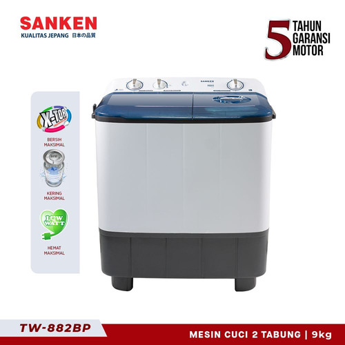 Sanken Mesin Cuci Twin Tub TW-882BP 9kg Mesin Cuci 2 Dua Tabung