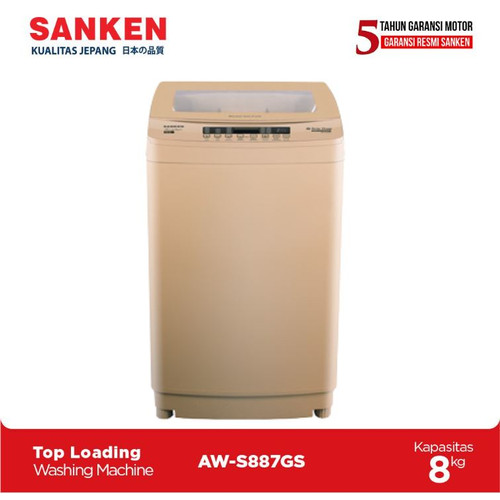 Sanken Mesin Cuci Top Loading 8 Kg AW-S887GS Gold