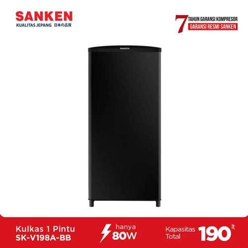 Sanken Kulkas 1 Pintu SK-V198A-BB Refrigerator Black 190 L