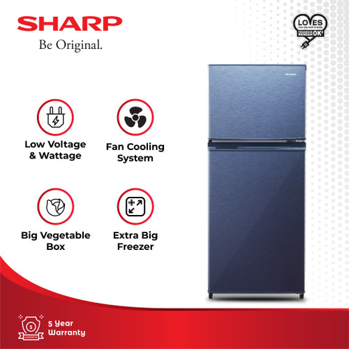 Sharp Kulkas 2 Pintu SJ-195MD-SG2 Shine Magnet Glass Grey  172L