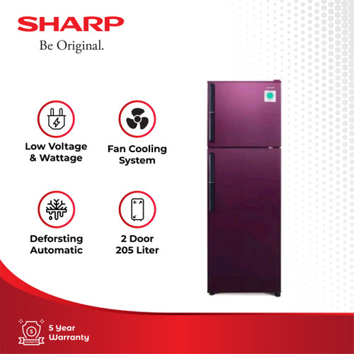 Sharp Kulkas 2 Pintu SJ-246GC-SR Shine Red 205L