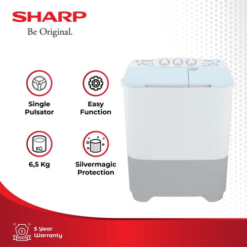 SHARP Mesin Cusi ES-T70MW-PK Twin Tub Pink 6,5kg