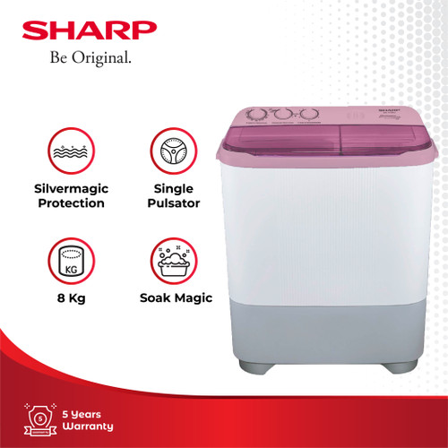 Sharp Mesin Cuci 2 Tabung ES-T85NT-LC Lilac 8Kg