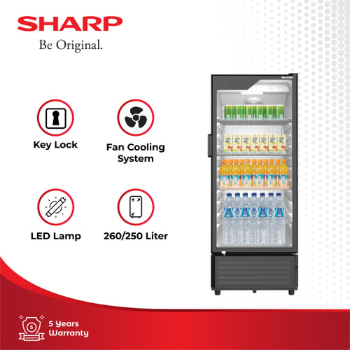 Sharp Showcase Display Cooler SCH-250FS Black 260L