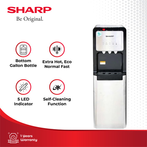 Sharp Dispenser Bottom Galon SWD-83EHL-SL Stainless Black 4L