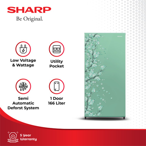 Sharp Kulkas 1 Pintu SJ-N182D-SH Kirei III Sakura Hijau 166L