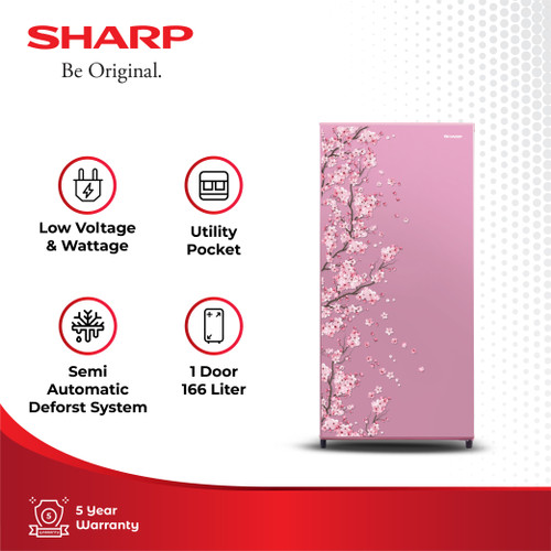 Sharp Kulkas 1 Pintu SJ-N182D-SP Kirei III Sakura Pink 166L