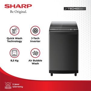 Sharp Mesin Cuci 1 Tabung ES-M8500XT-SA Titan Silver 8.5Kg