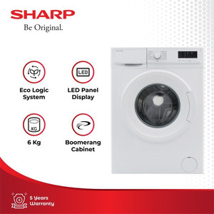 Sharp Mesin Cuci 1 Tabung ES-FL1062B White 6Kg