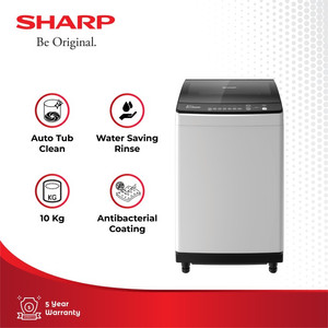 Sharp Mesin Cuci 1 Tabung ES-M1000T-GG Light Grey 10Kg