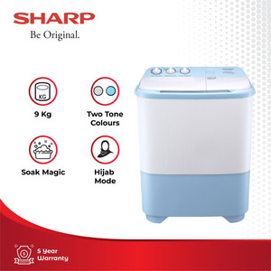 Sharp Mesin Cuci 2 Tabung ES-T99SJ-BL Blue 9Kg