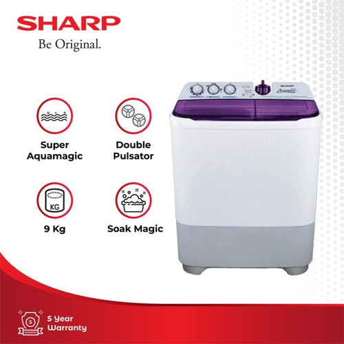 Sharp Mesin Cuci 2 Tabung ES-T95CR-VK Violet 9Kg