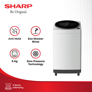 Sharp Mesin Cuci 1 Tabung ES-M909T-GG White 9Kg