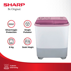 Sharp Mesin Cuci 2 Tabung ES-T85NT-PK Pink 8Kg