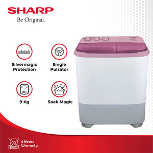 Sharp Mesin Cuci 2 Tabung ES-T95NT-PK Pink 9Kg