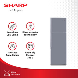 Sharp Kulkas 2 Pintu SJ-420GP-SD Big Kirei Plasma Ion Silver 338L