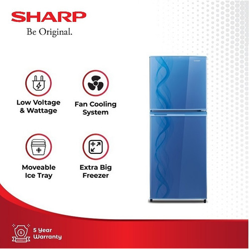 Sharp Kulkas 2 Pintu SJ-237ND-AB-AP Kirei Blue Helix 205L