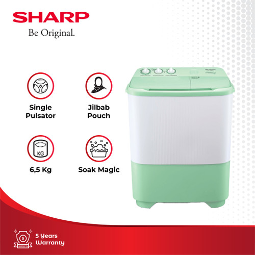 Sharp Mesin Cuci 2 Tabung ES-T89SJ-GR Green 7.5Kg