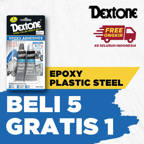 Lem Besi Epoxy Plastic Steel Dextone 48gr ( Beli 5 gratis 1 )