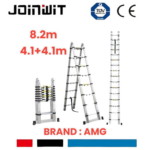 Tangga Teleskopik Double Alumunium 8.2 M /Tangga lipat 4.1m + 4.1m