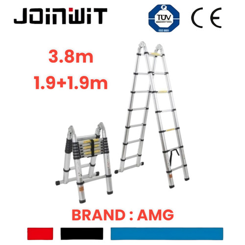 Tangga Lipat Aluminium Teleskopik 1.9+1.9M 3.8 M Double 3.8m