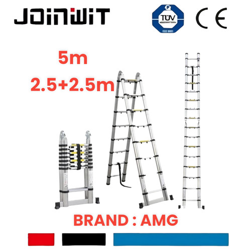 Tangga Lipat Aluminium Teleskopik 2.5+2.5 Double 5meter