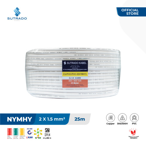 Kabel Listrik NYMHY Sutrado Kabel 2x1.5 Sqmm - 25 Meter