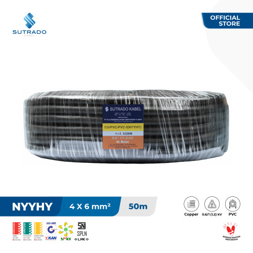 Kabel Listrik NYYHY Sutrado Kabel 4x6 Sqmm - 50 Meter