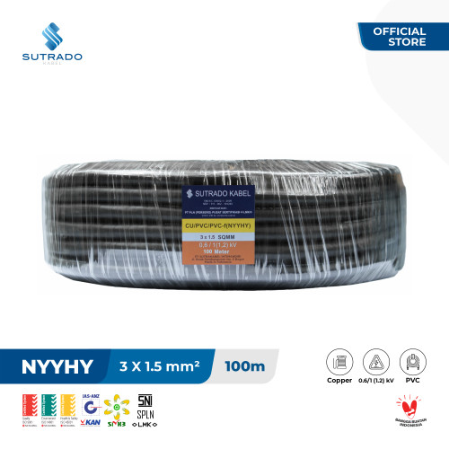 Kabel Listrik NYYHY Sutrado Kabel 3x1.5 Sqmm - 100 Meter