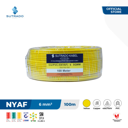 Kabel Listrik NYAF Sutrado Kabel 6 Sqmm - 100 Meter