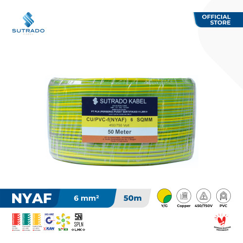 Kabel Listrik NYAF Sutrado Kabel 6 Sqmm - 50 Meter